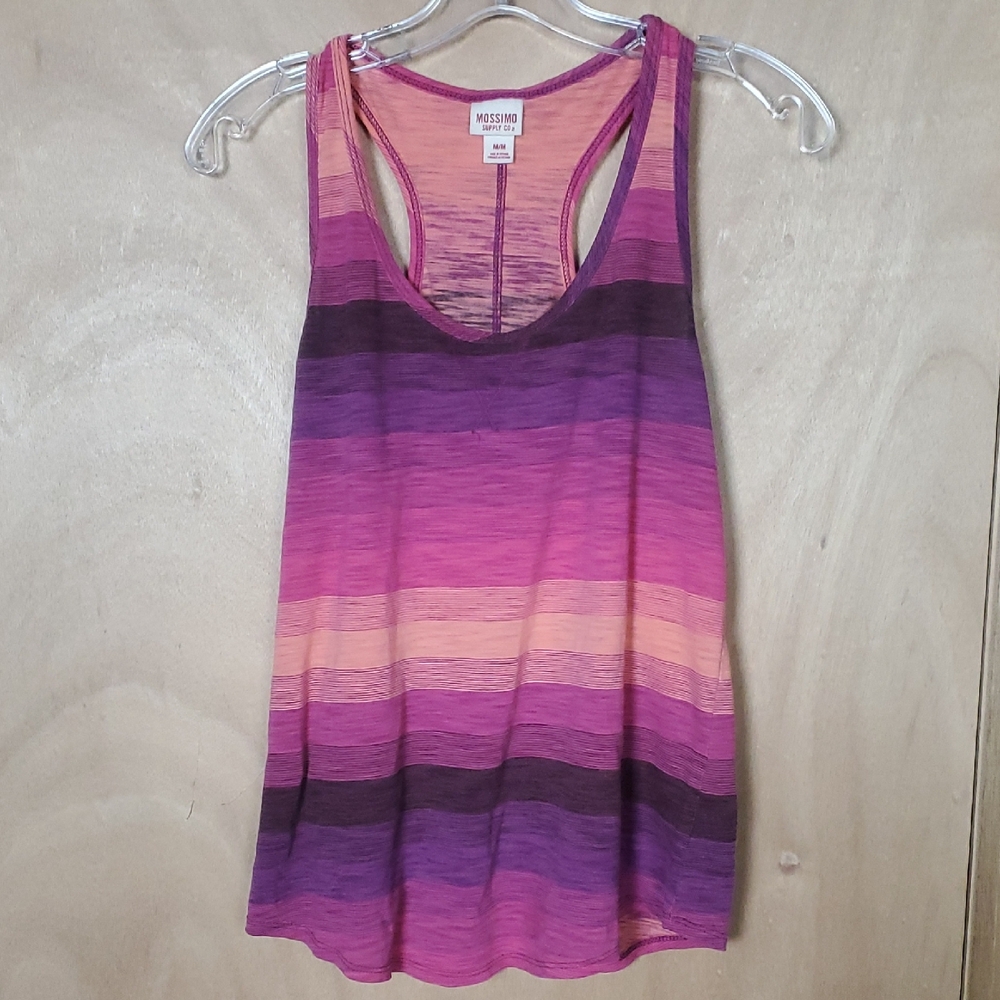 Mossimo Supply Co. Women's Pink and Purple Striped Tank Top
